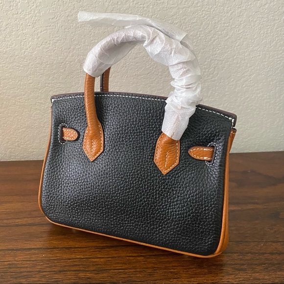 Structured Colorblock Black Gold 20 Lock Key Doctor's Satchel Bag Crossbody B12 - Picture 4 of 10